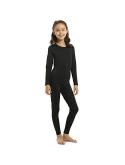 Girls Thermal Underwear Set Kids Long Johns Fleece Lined Base Layer Top & Bottom