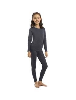 Girls Thermal Underwear Set Kids Long Johns Fleece Lined Base Layer Top & Bottom