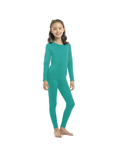 Girls Thermal Underwear Set Kids Long Johns Fleece Lined Base Layer Top & Bottom