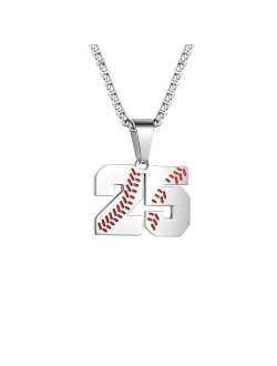 TLIWWF Inspiration Baseball Jersey Number Necklace Stainless Steel Charms Number Pendant for Boys Men