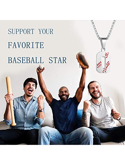 TLIWWF Inspiration Baseball Jersey Number Necklace Stainless Steel Charms Number Pendant for Boys Men