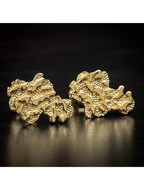 Men's 14k Gold Plated Gold Nugget Stud Earrings