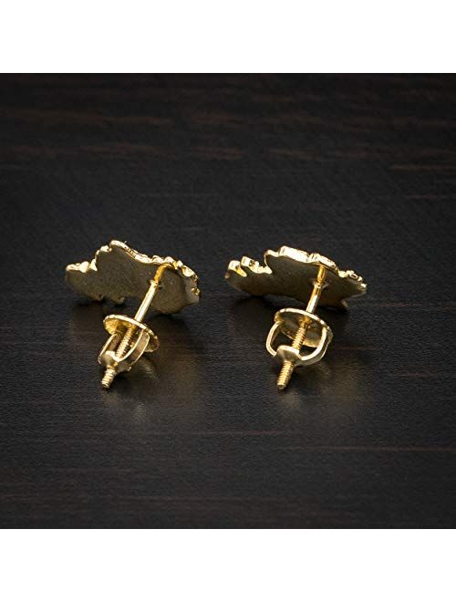 Men's 14k Gold Plated Gold Nugget Stud Earrings