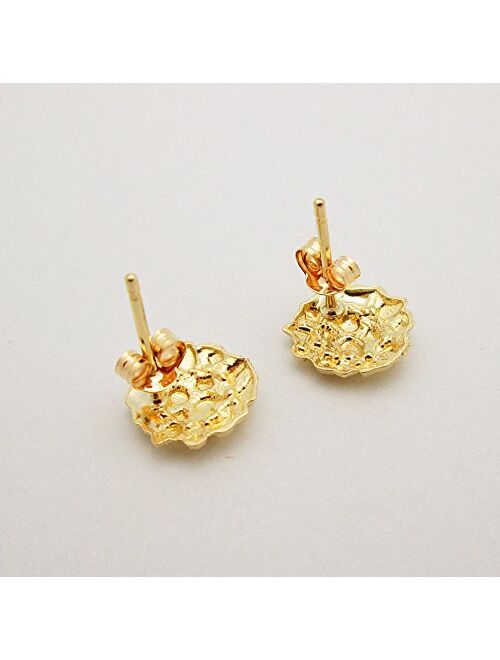 10K Yellow Gold Nugget Earrings Round Nugget 1.0 g