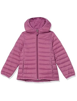 Girls' Lightweight Water-Resistant Packable Hooded Puffer Jacket