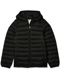 Girls' Lightweight Water-Resistant Packable Hooded Puffer Jacket