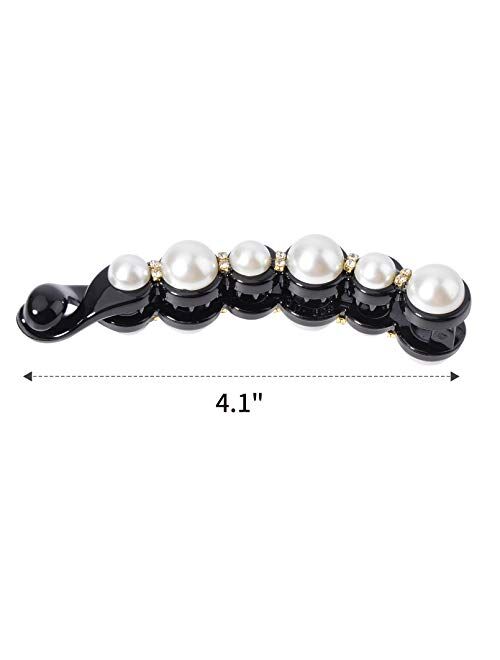 DEEKA 6 PCS Pearl Hair Clip Banana Clips Ponytail Holder Banana Hair Clips Thick Fine Hair Clip French Barrettes Rhinestones Jaw Clips for Women and Girls