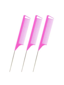 3Pcs Rat Tail Combs,Barber Styling Combs for Women,Anti Static Heat Resistant Hairdressing Comb Trati(Hair Comb，Pink)