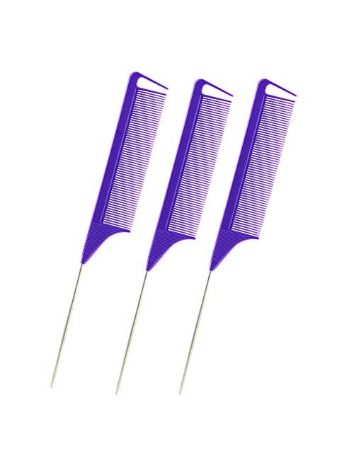 3Pcs Rat Tail Combs,Barber Styling Combs for Women,Anti Static Heat Resistant Hairdressing Comb Trati(Hair Comb，Pink)