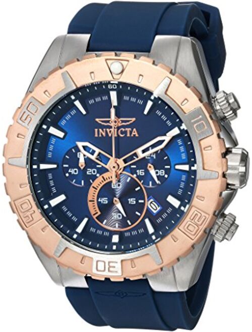 Invicta Men's Aviator Stainless Steel Quartz Watch with Silicone Strap, Blue, Black 26 (Model: 22523, 22525)