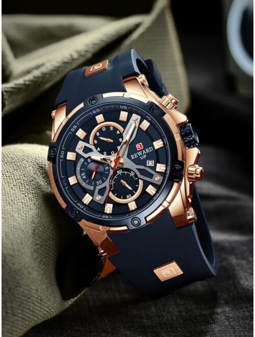 Shein Men Silicone Strap Round Pointer Quartz Watch