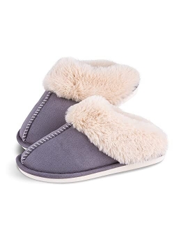 Womens Slippers Cozy Warm Winter Slip On House Shoes Fluffy Soft Memory Foam Comfy Faux Fur Plush Anti-Skid Indoor/Outdoor