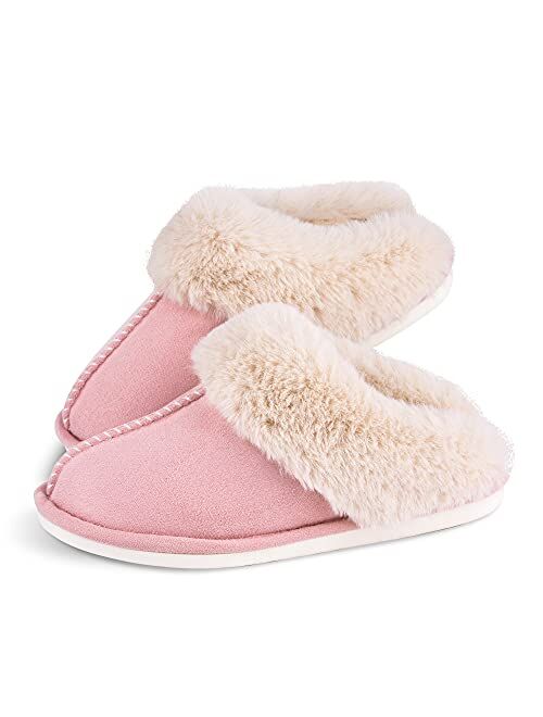 Womens Slippers Cozy Warm Winter Slip On House Shoes Fluffy Soft Memory Foam Comfy Faux Fur Plush Anti-Skid Indoor/Outdoor