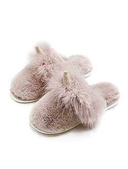 Unicorn Slippers, Cute Fluffy Girl Slippers, Durable Memory Foam, Warm Comfortable Soft Plush Indoor And Outdoor Women's Slippers.