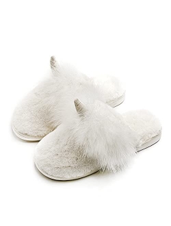 Unicorn Slippers, Cute Fluffy Girl Slippers, Durable Memory Foam, Warm Comfortable Soft Plush Indoor And Outdoor Women's Slippers.