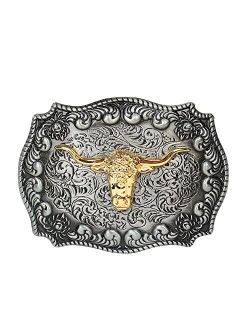 Long Horn Bull Western Belt Buckle