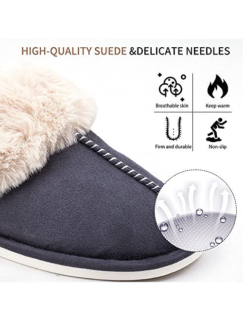 Men's Cozy Memory Foam Slippers,Fuzzy Soft Lining,Warm Anti-Skid Indoor Outdoor House Shoes