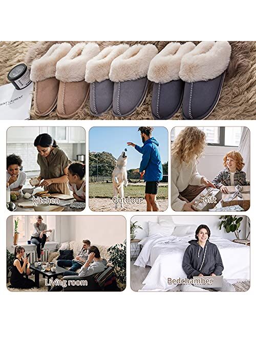 Men's Cozy Memory Foam Slippers,Fuzzy Soft Lining,Warm Anti-Skid Indoor Outdoor House Shoes