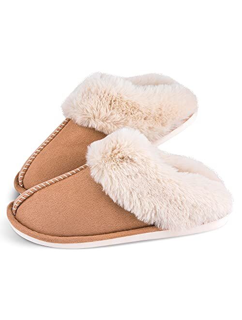 Men's Cozy Memory Foam Slippers,Fuzzy Soft Lining,Warm Anti-Skid Indoor Outdoor House Shoes