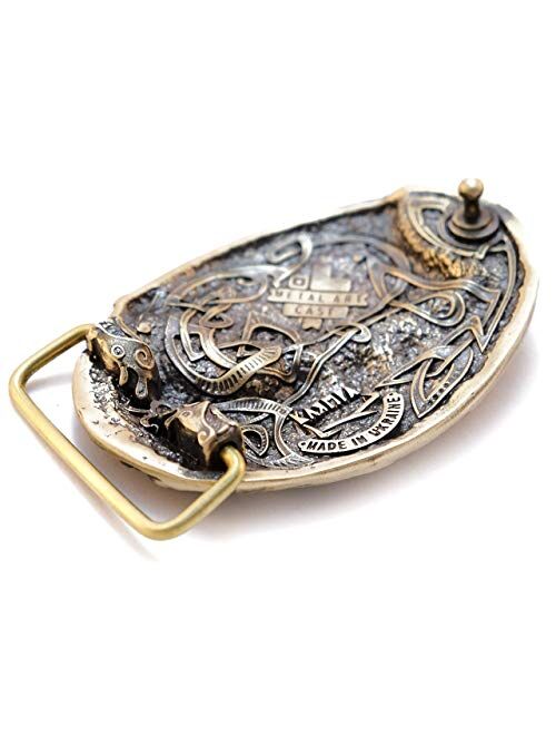 Belt buckle Viking warship Drakkar, Handmade scandinavian battleship solid brass belt buckle for men and women