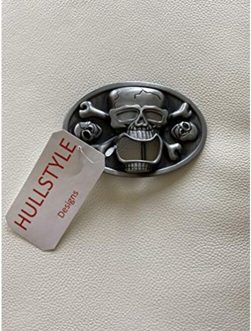 Western Beer Belt Buckle Bottle Opener Skull and Bones Design