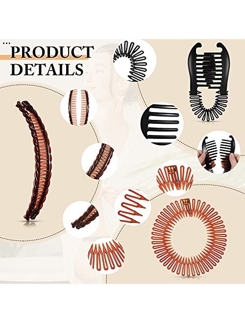 21 Pieces Banana Hair Clips Plastic Flexible Interlocking Clips Fishtail Ponytail Holder Clip Large Double Clincher Comb Full Circular Stretch Comb Vintage Classic Hair A