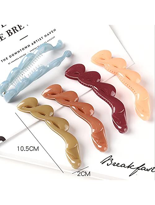 KDRose 5 Pack Banana Hair Clips, 5 Colors 3.93inch Hair Claw Clip, for Girls Women Thick or Medium, Mother's Day Gift