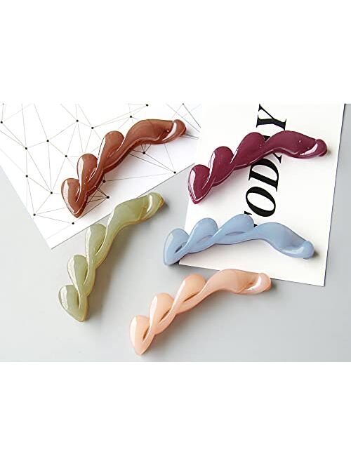 KDRose 5 Pack Banana Hair Clips, 5 Colors 3.93inch Hair Claw Clip, for Girls Women Thick or Medium, Mother's Day Gift