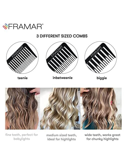 Framar Dreamweaver Highlight Comb Set – Combs for Hair Stylist, Highlighting Comb, Hair Dye Comb, Hair Highlighter Comb with Metal Pick, Hair Color Comb (Pastel)