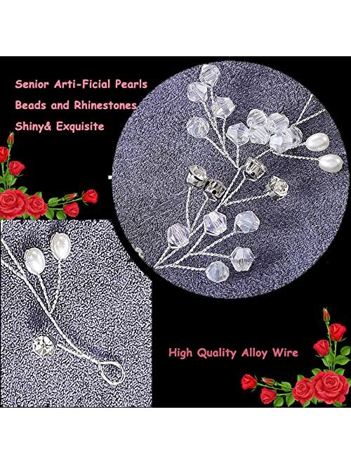 Bridal Headpieces for Wedding , 1.5m Bridal Hair Vines Wedding Silver Extra Long Pearl and Crystal Beads Bridal Hair Accessories Headband Hair pieces for Women and Girls