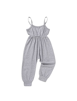 YOUNGER STAR Baby Girl Romper Casual Ruffle Sleeveless Overalls Pants with Pocket Outfits Black Gray Toddler Jumpsuit 6M-4T