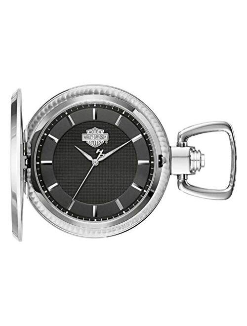 Harley Davidson Harley-Davidson Men's Bar & Shield Stainless Steel Pocket Watch w/Chain 76A165