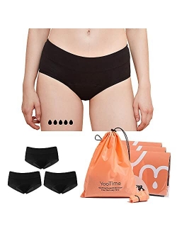 YooTime Sport Period Panties, Cotton Period Underwear for Women Teen Girls Heavy Flow Nightwear Pants with Storage Bag