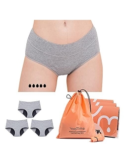 YooTime Sport Period Panties, Cotton Period Underwear for Women Teen Girls Heavy Flow Nightwear Pants with Storage Bag