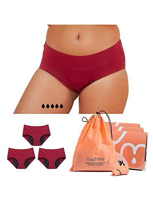 YooTime Sport Period Panties, Cotton Period Underwear for Women Teen Girls Heavy Flow Nightwear Pants with Storage Bag