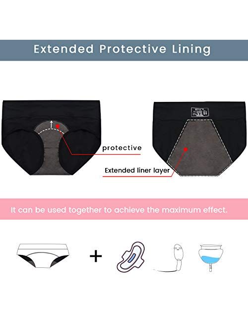 Wae's Women’s Menstrual Protective Postpartum Plus & Regular Size Cotton Panties Underwear 4-Pack