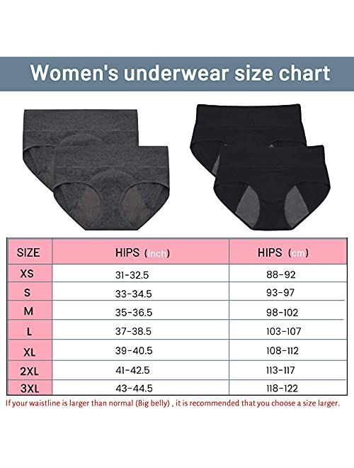 Wae's Women’s Menstrual Protective Postpartum Plus & Regular Size Cotton Panties Underwear 4-Pack