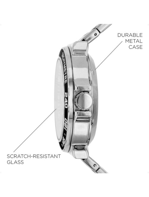 iTouch Connected Men's Hybrid Smartwatch Fitness Tracker: SIlver Case with Two Toned Metal Strap 42mm