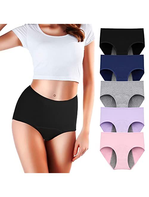 OUENZ Period Underwear for Women Menstrual Panties Womens Leak Proof Mid Waist Cotton Postpartum Ladies Panties Briefs Girls