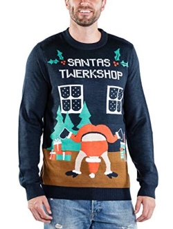 Men's Naughty Santa Ugly Christmas Sweater - Funny Santa Claus Xmas Sweaters for Guys