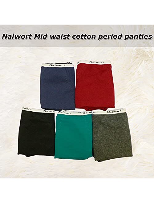 Nalwort Womens Menstrual Period Panties Postpartum Protective Cotton Underwear 4 Pack