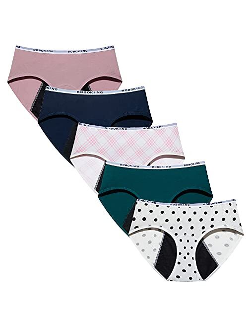 Boboking Big Girl's Cotton Period Panties Teens Breathable Leak-Proof Briefs Women Underwear