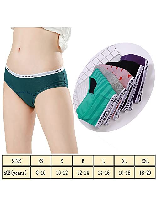 Boboking Big Girl's Cotton Period Panties Teens Breathable Leak-Proof Briefs Women Underwear