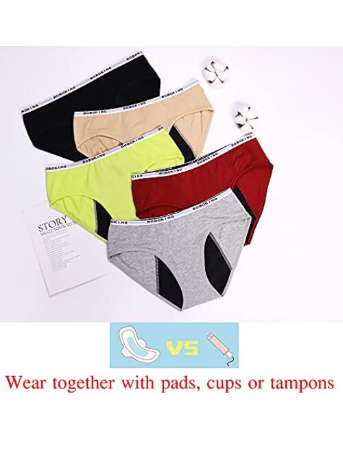 Boboking Big Girl's Cotton Period Panties Teens Breathable Leak-Proof Briefs Women Underwear