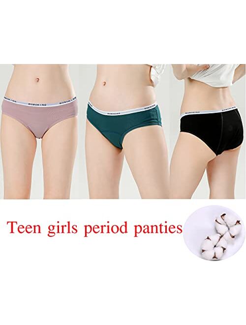 Boboking Big Girl's Cotton Period Panties Teens Breathable Leak-Proof Briefs Women Underwear