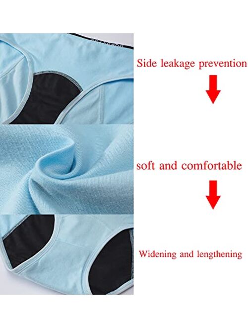 Boboking Big Girl's Cotton Period Panties Teens Breathable Leak-Proof Briefs Women Underwear