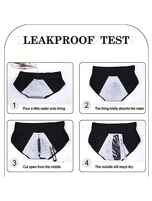 Nalwort Women's Menstrual Period Briefs Girl Ultra Soft Postpartum Cotton Panties Underwear