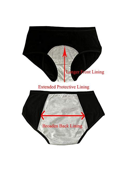 Kissecret Teens/Women Cotton Menstrual Period Underwear Briefs Pack of 4pcs Girls Heavy Flow Leak-Proof Protective Panties