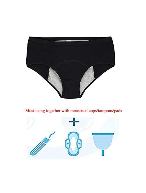 Kissecret Teens/Women Cotton Menstrual Period Underwear Briefs Pack of 4pcs Girls Heavy Flow Leak-Proof Protective Panties