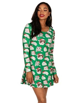 Women's Bright and Colorful Ugly Christmas Inspired Holiday Dresses